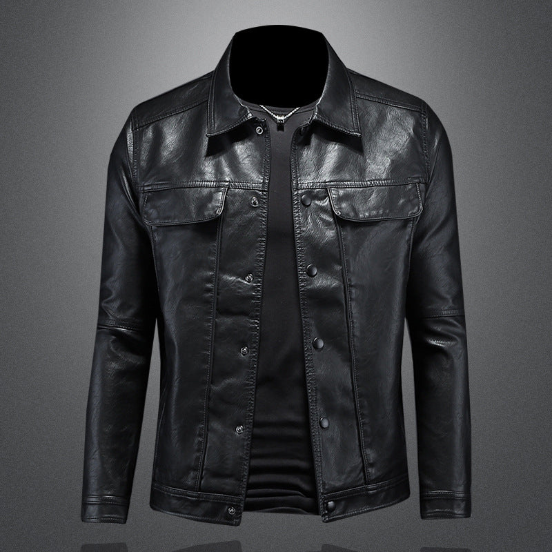 Men’s Premium Lapel Motorcycle Leather Jacket