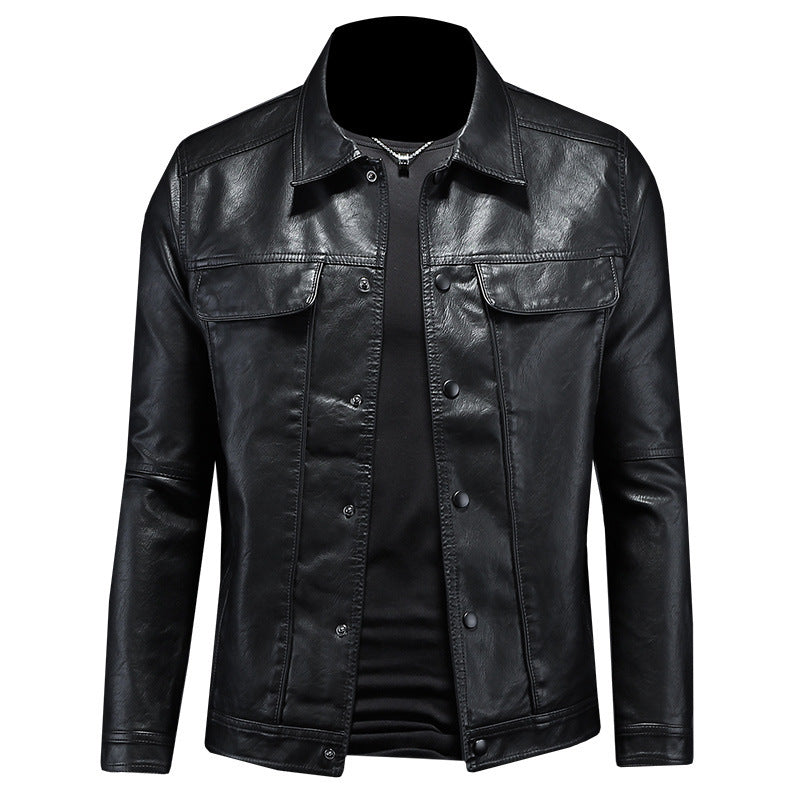 Men’s Premium Lapel Motorcycle Leather Jacket