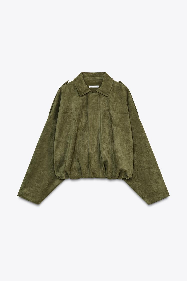 Women’s Oversized Suede Pilot Jacket | Batwing Sleeve Lapel Style