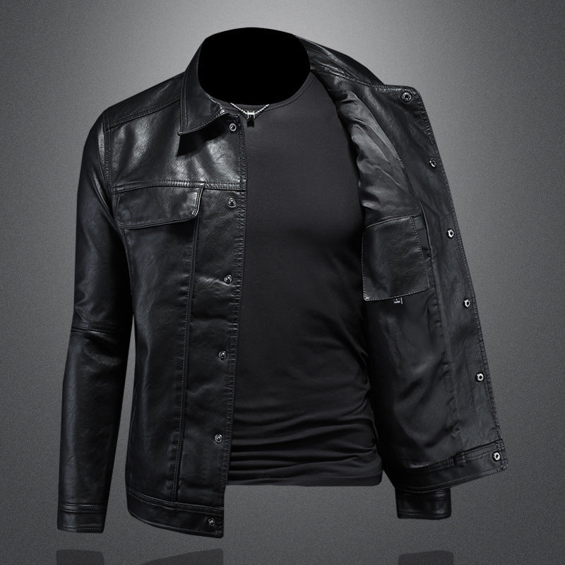 Men’s Premium Lapel Motorcycle Leather Jacket