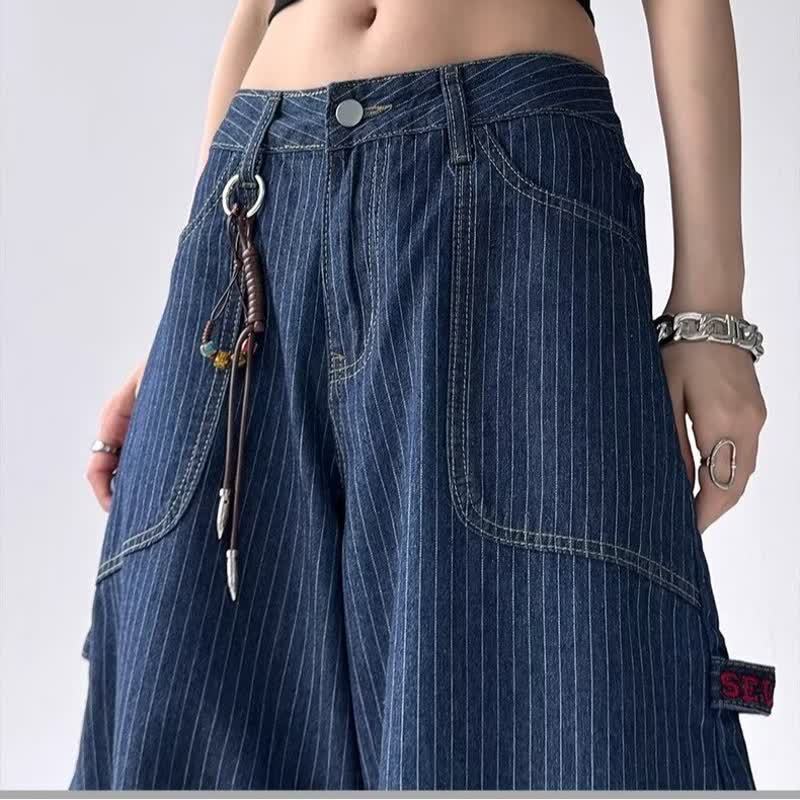 Spring And Autumn High Waist Loose And Slimming Drooping Straight Mop Pants
