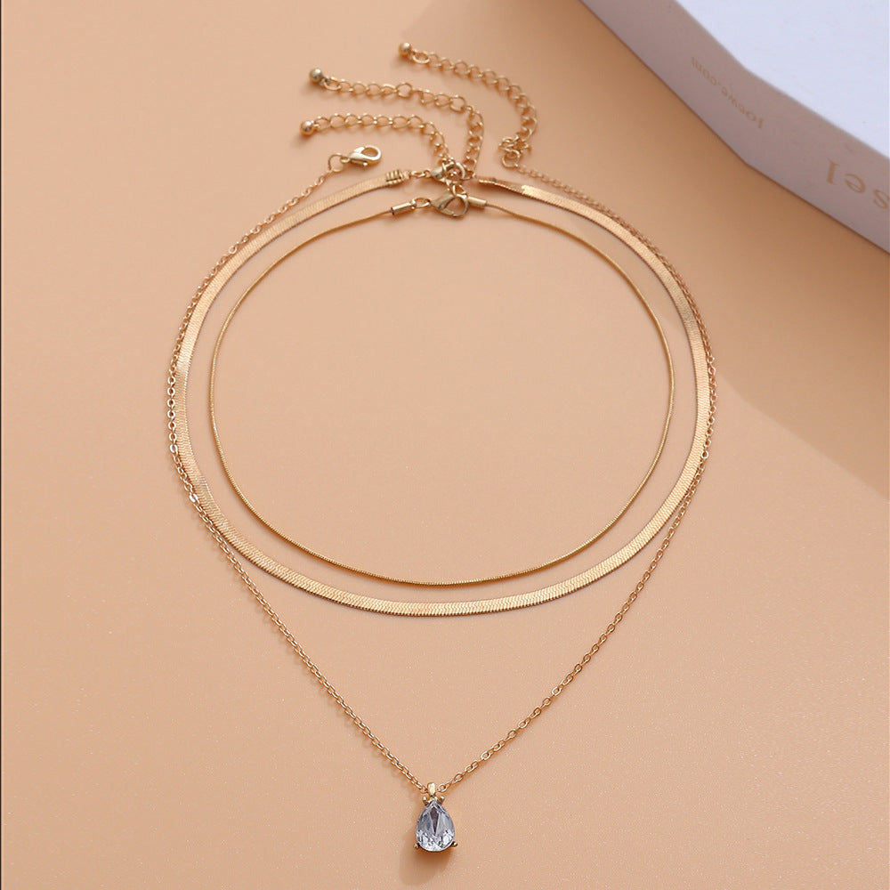 Minimal Gold Water Drop Pendant Necklace