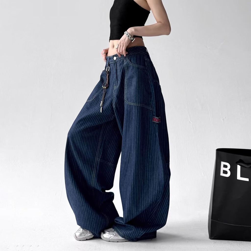 Spring And Autumn High Waist Loose And Slimming Drooping Straight Mop Pants