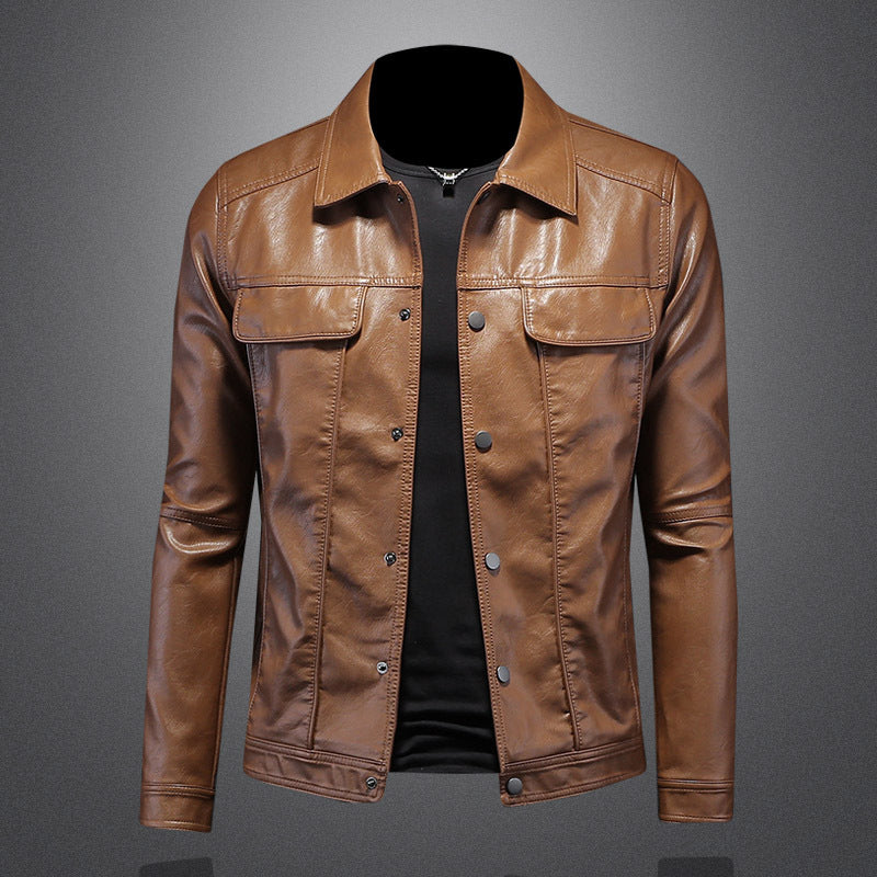 Men’s Premium Lapel Motorcycle Leather Jacket